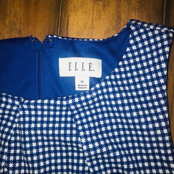 Elle Houndstooth Blue & White Dress - Picture 2 of 3